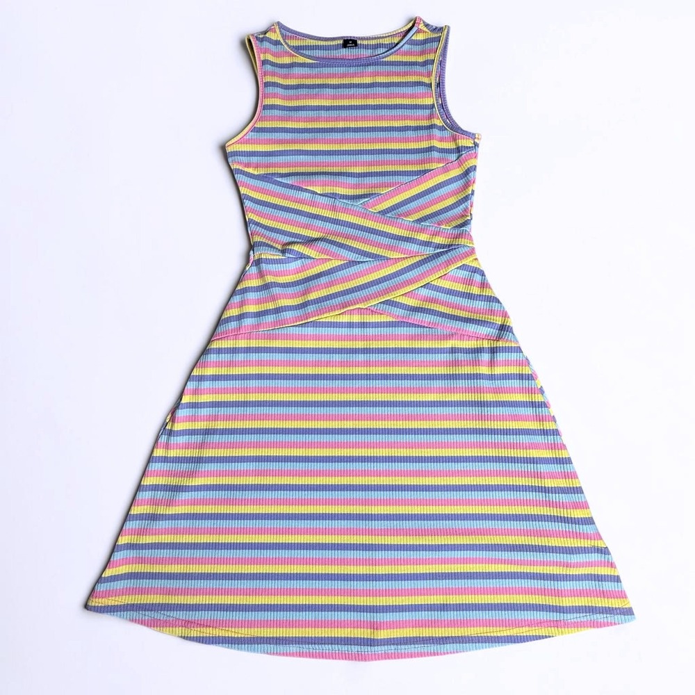 SHEIN Lot of 3 Black One Shoulder Romper Ribbed Colorful & Striped Tank Dress M - Picture 6 of 16
